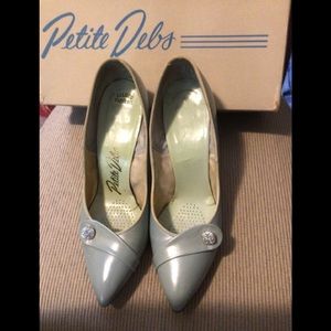 Vintage Light Blue Fancy Heel With Button Detail
